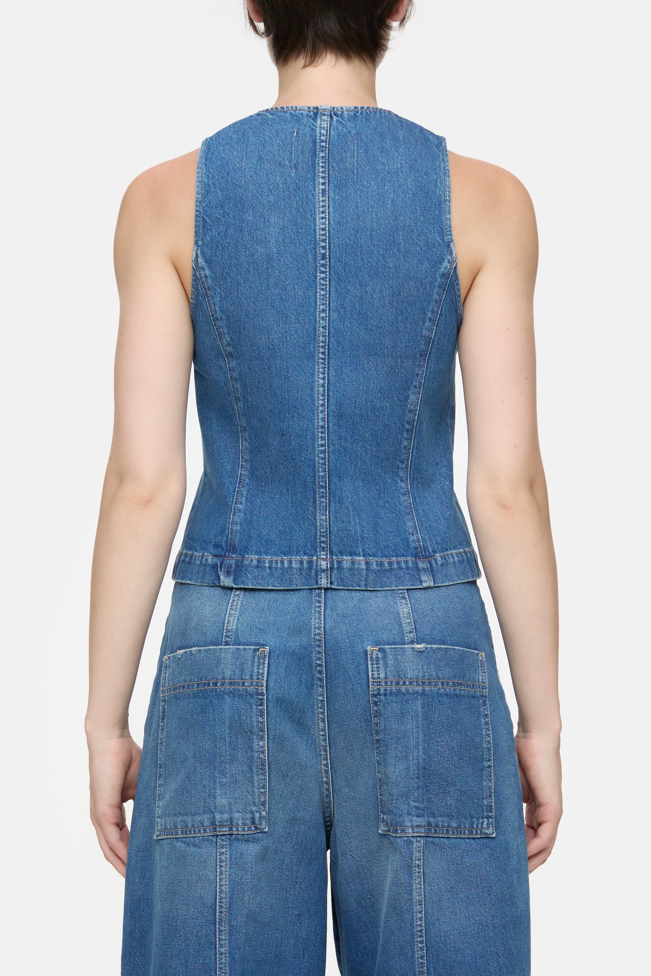 FITTED DENIM WAISTCOAT-Hemden & Blusen-Closed-ARCHIVIST