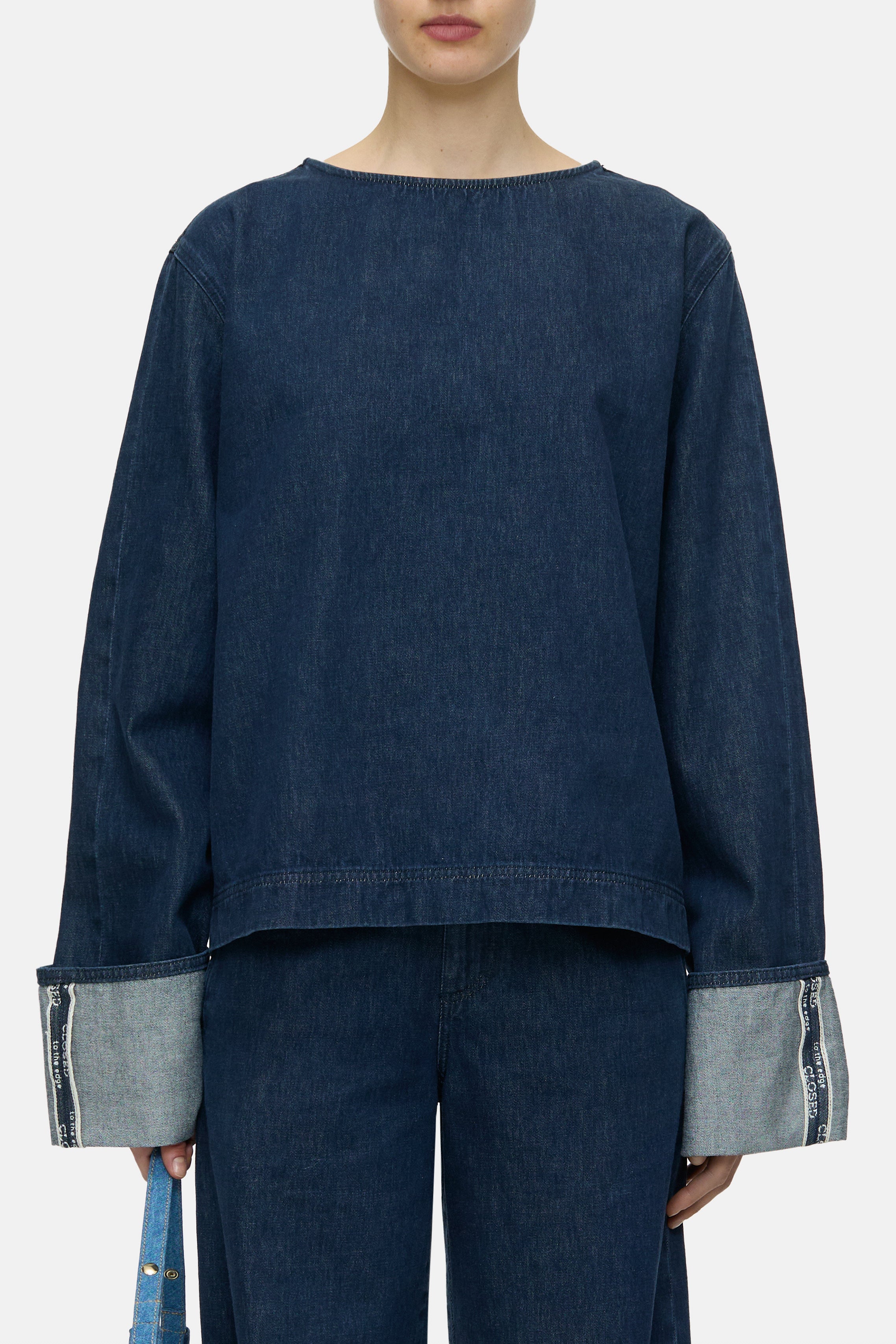 LONG SLEEVE DENIM SHIRT-Hemden & Blusen-Closed-XXS-DARK BLUE-ARCHIVIST