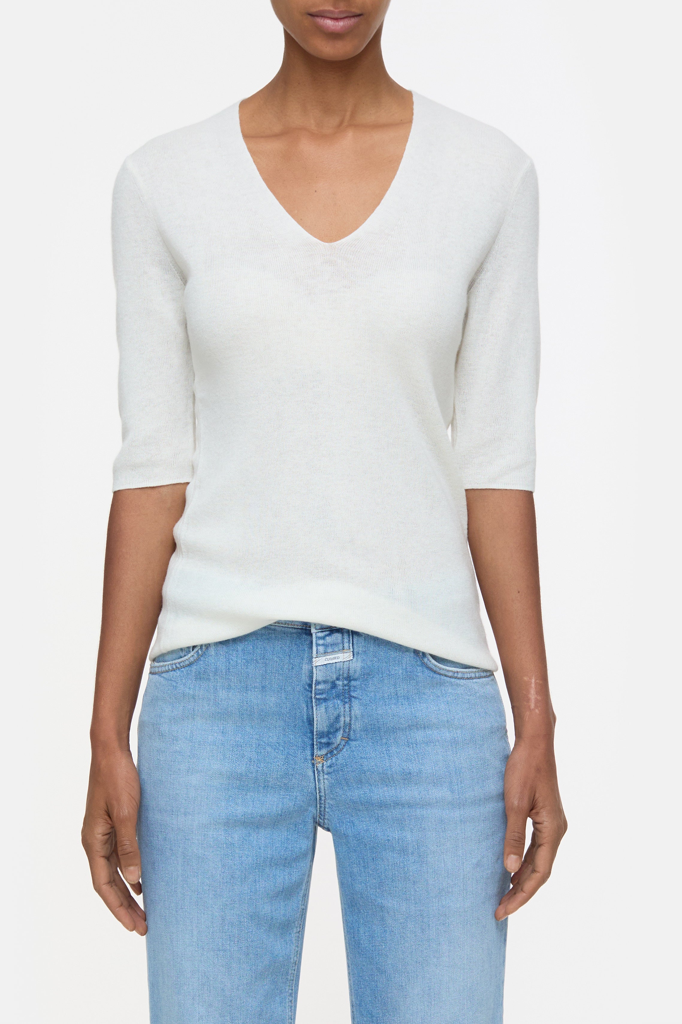 SLIM VNECK SHORT SLEEVE-Strick & Pullover-Closed-XXS-IVORY-ARCHIVIST