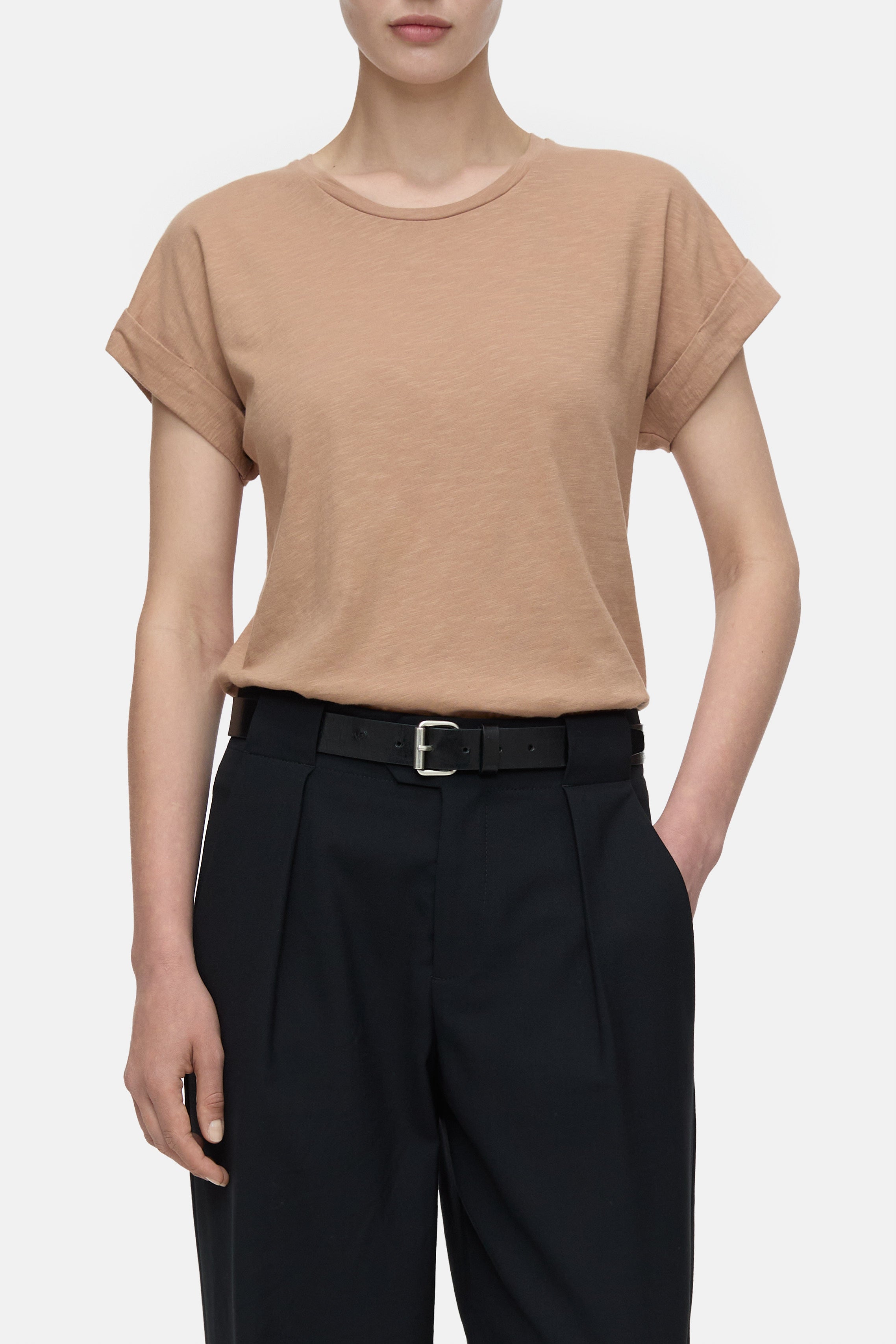 TURN UP T-SHIRT-Shirts-Closed-XXS-BISCOTTI BROWN-ARCHIVIST