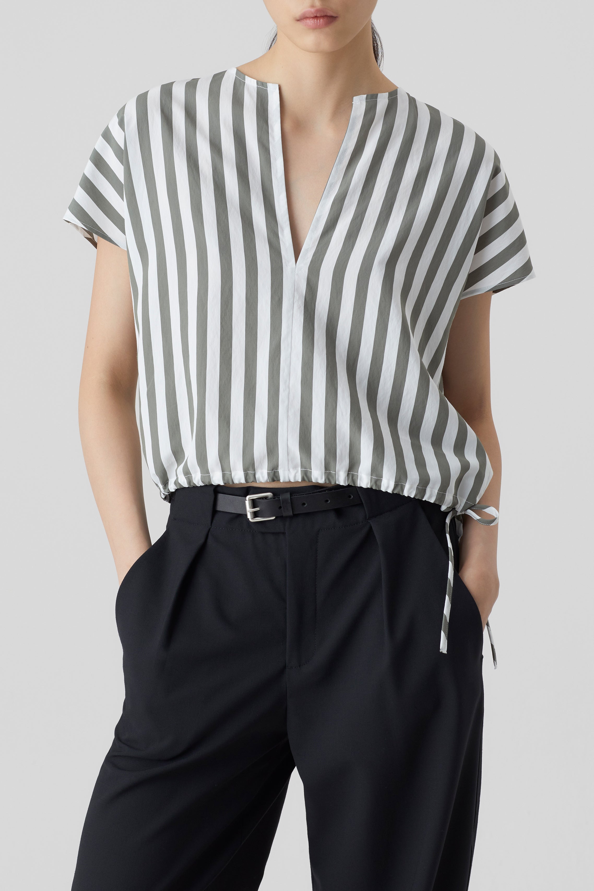 CROPPED SLEEVE TOP SHIRTS & BLOUSES