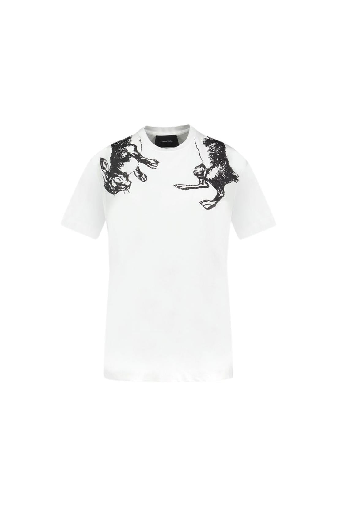 Simone Rocha-Hare Illustration T-Shirt - Simone Rocha - Baumwolle - Weiß-Shirts-Black-Deal-Outlet-by-ARCHIVIST