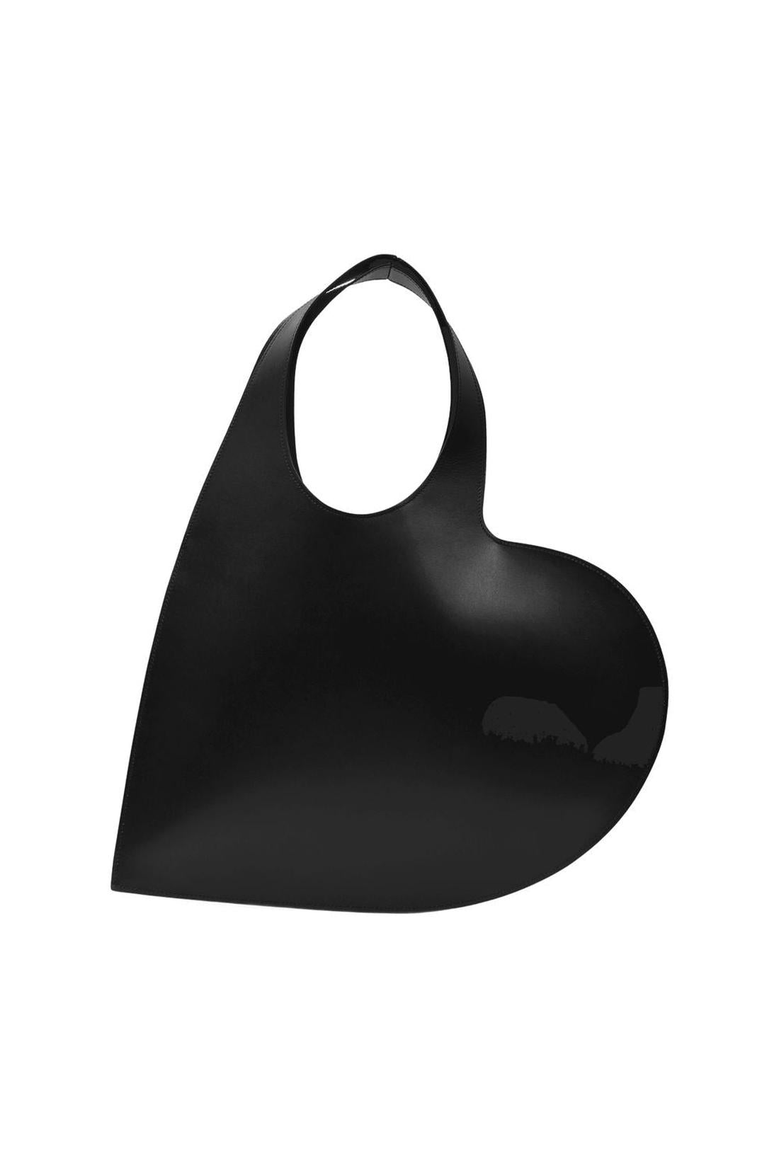 Heart Tote Bag in Black Leather