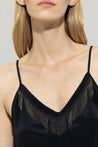 Luisa Cerano-Camisole-Top mit Fransen-Shirts-Black-Deal-Outlet-by-ARCHIVIST