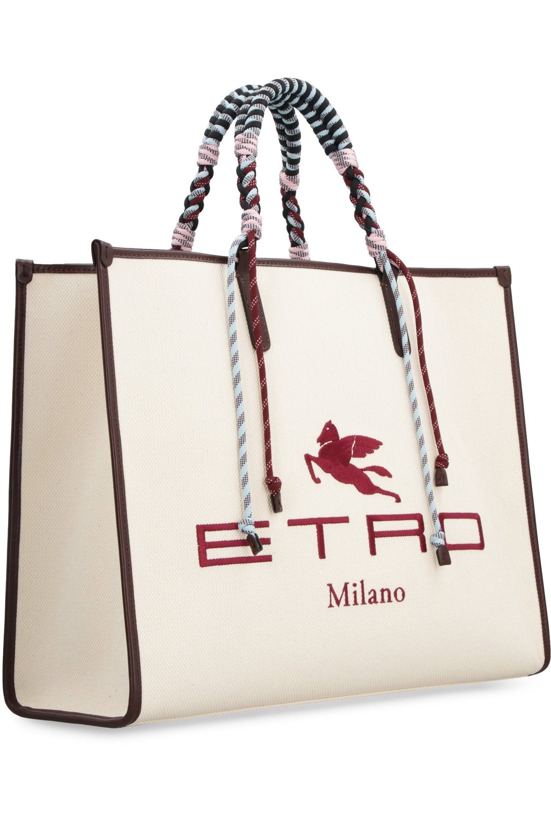Etro-OUTLET-SALE-Canvas and leather tote bag-ARCHIVIST