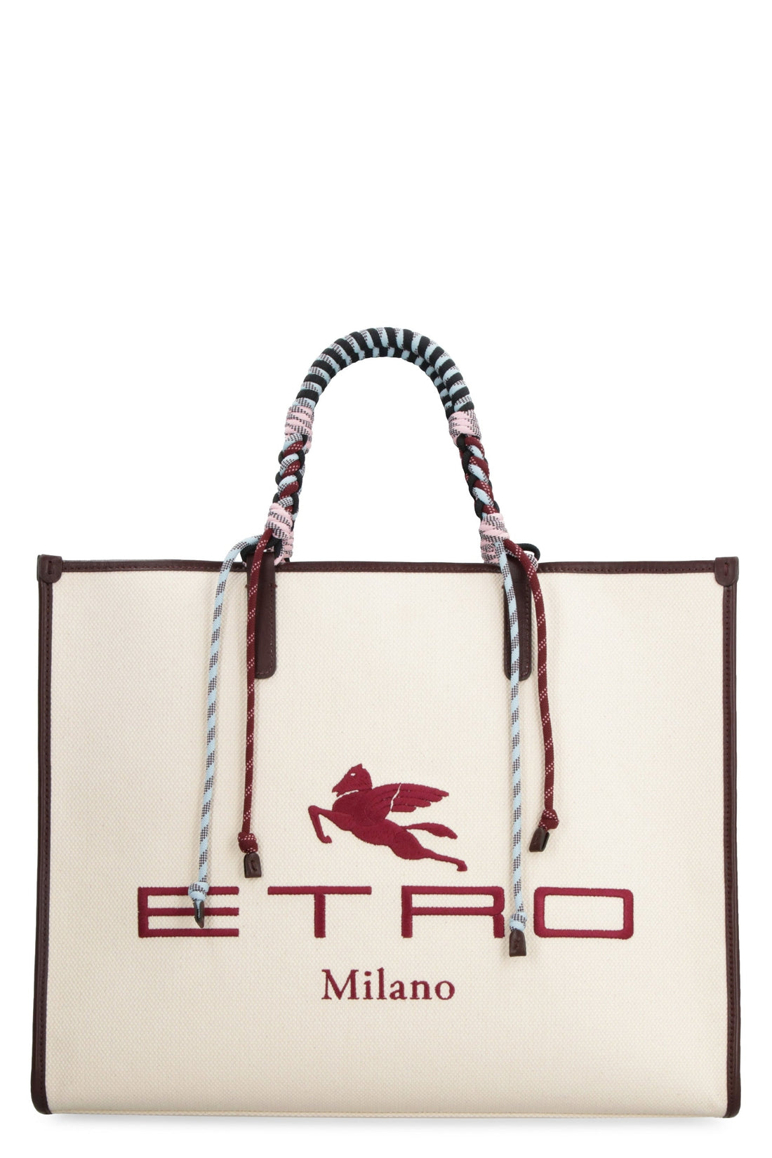 Etro-OUTLET-SALE-Canvas and leather tote bag-ARCHIVIST