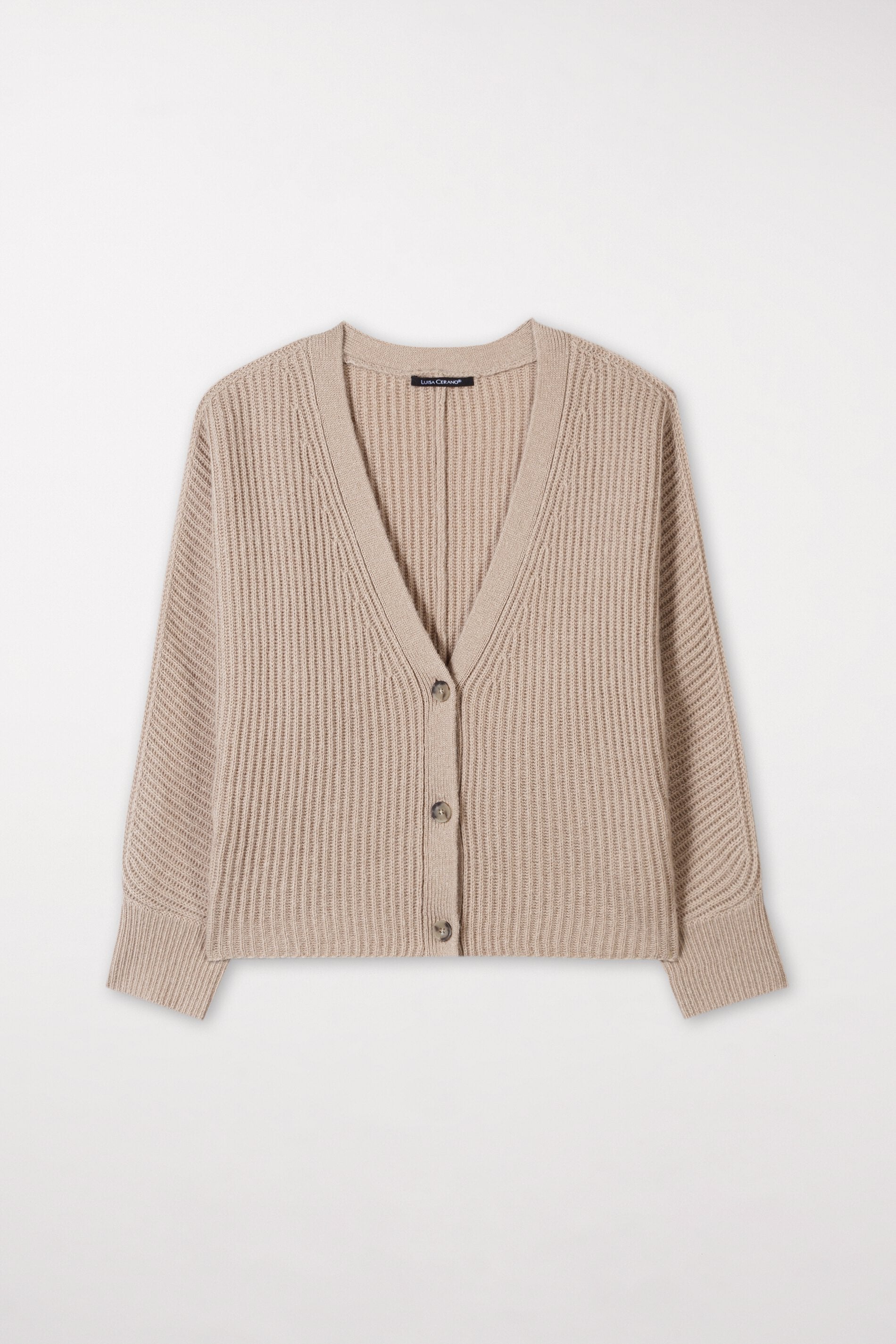 LUISA CERANO-OUTLET-SALE-Cardigan aus Woll-Mix-Strick-34-sand-by-ARCHIVIST