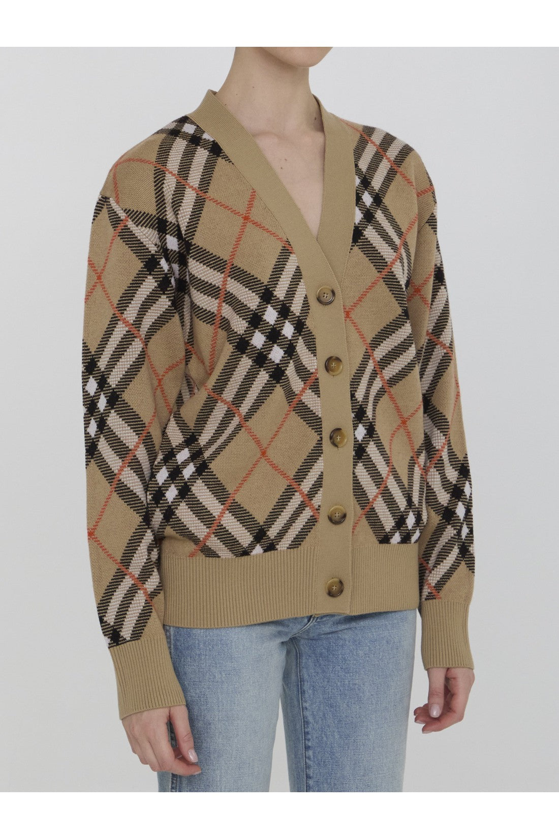 BURBERRY-OUTLET-SALE-Cardigan in Check wool-ARCHIVIST