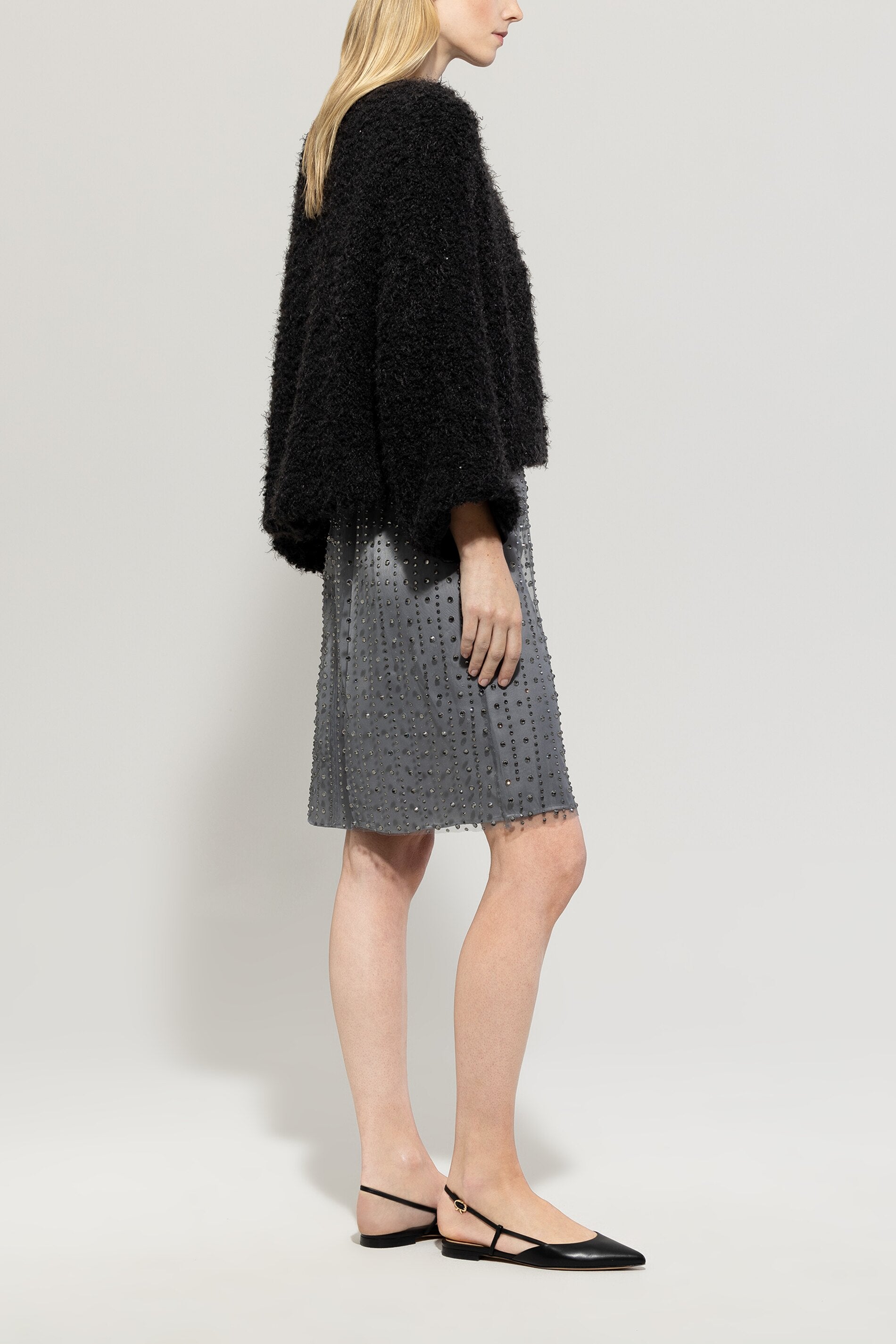 Luisa Cerano-Cardigan in Fringe-Tweed-Jacken & Mäntel-Black-Deal-Outlet-by-ARCHIVIST