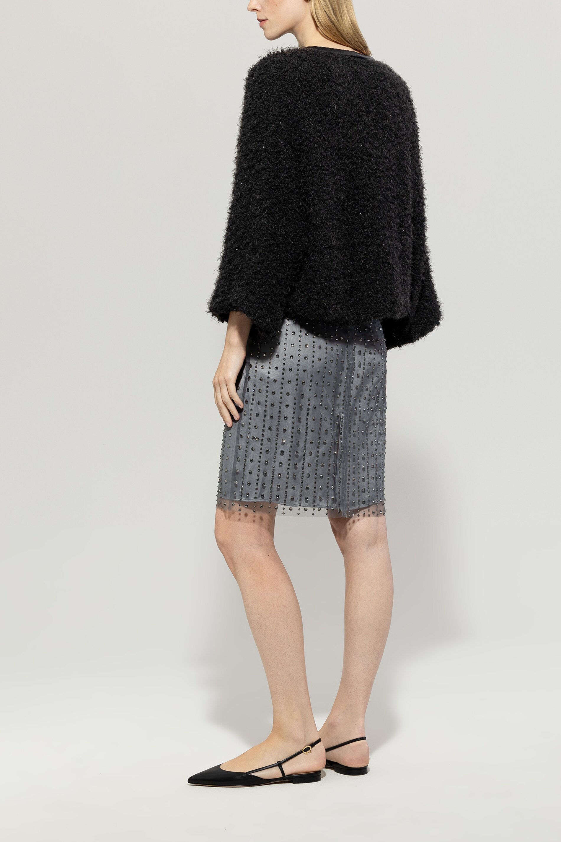 Luisa Cerano-Cardigan in Fringe-Tweed-Jacken & Mäntel-Black-Deal-Outlet-by-ARCHIVIST