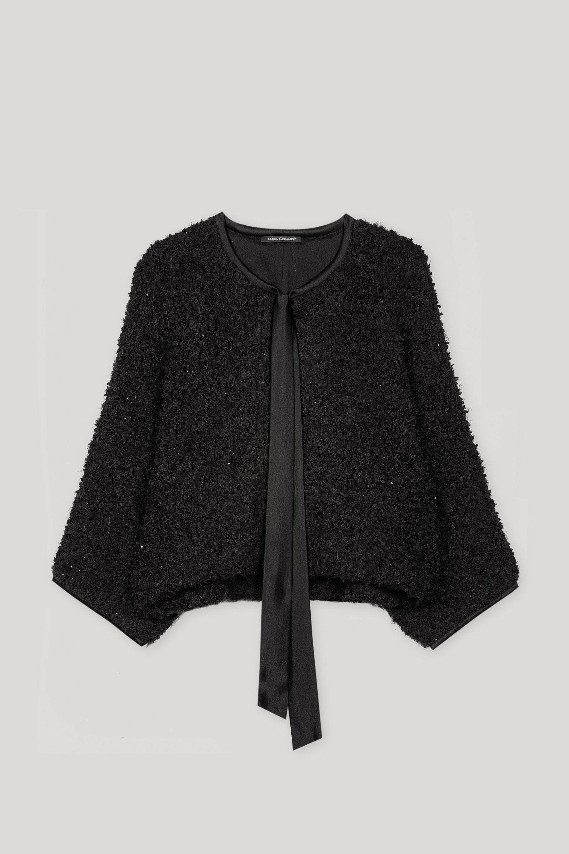 Luisa Cerano-Cardigan in Fringe-Tweed-Jacken & Mäntel-Black-Deal-Outlet-by-ARCHIVIST