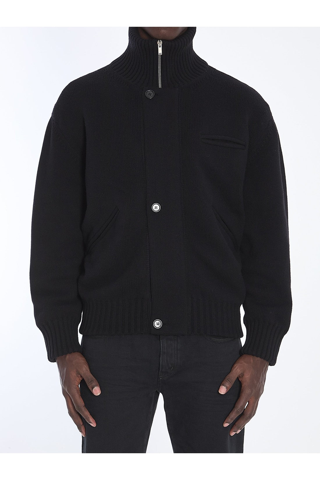 SAINT LAURENT-OUTLET-SALE-Cardigan jacket in wool-ARCHIVIST