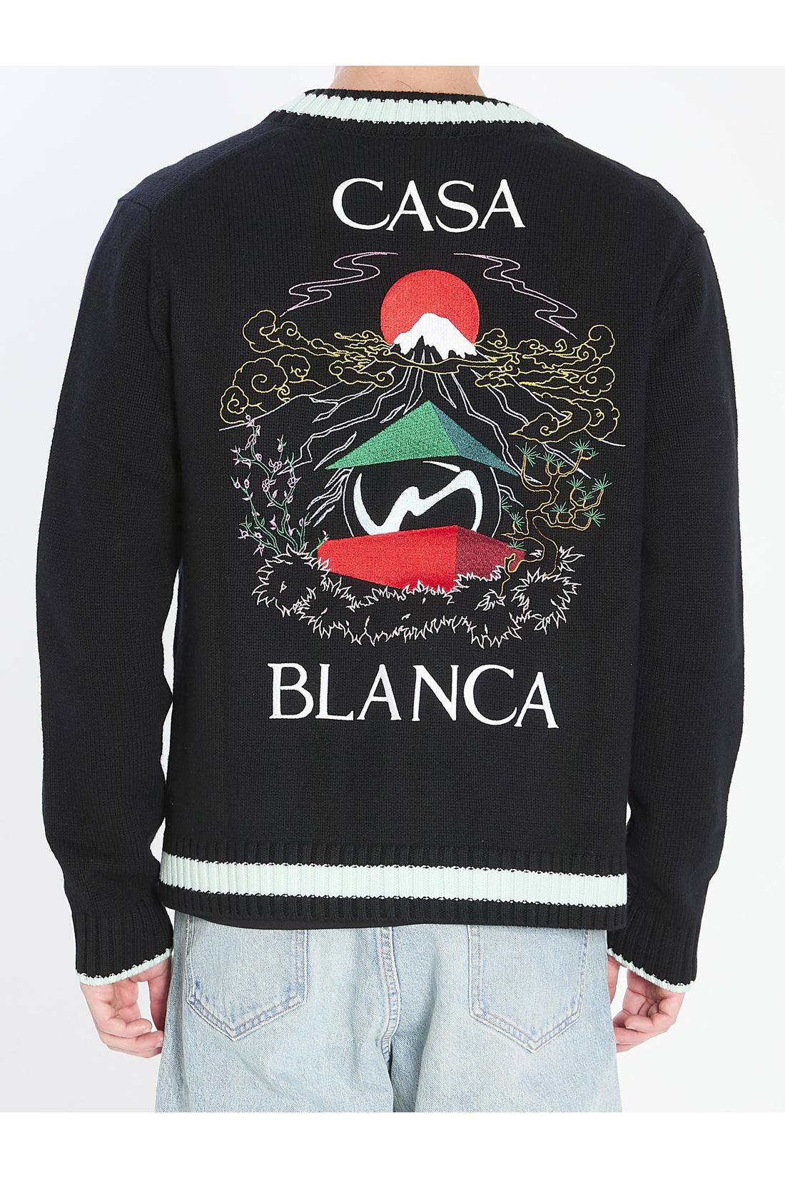 Casablanca-OUTLET-SALE-Cardigan with Stacked Casa Mountain Temple design-ARCHIVIST