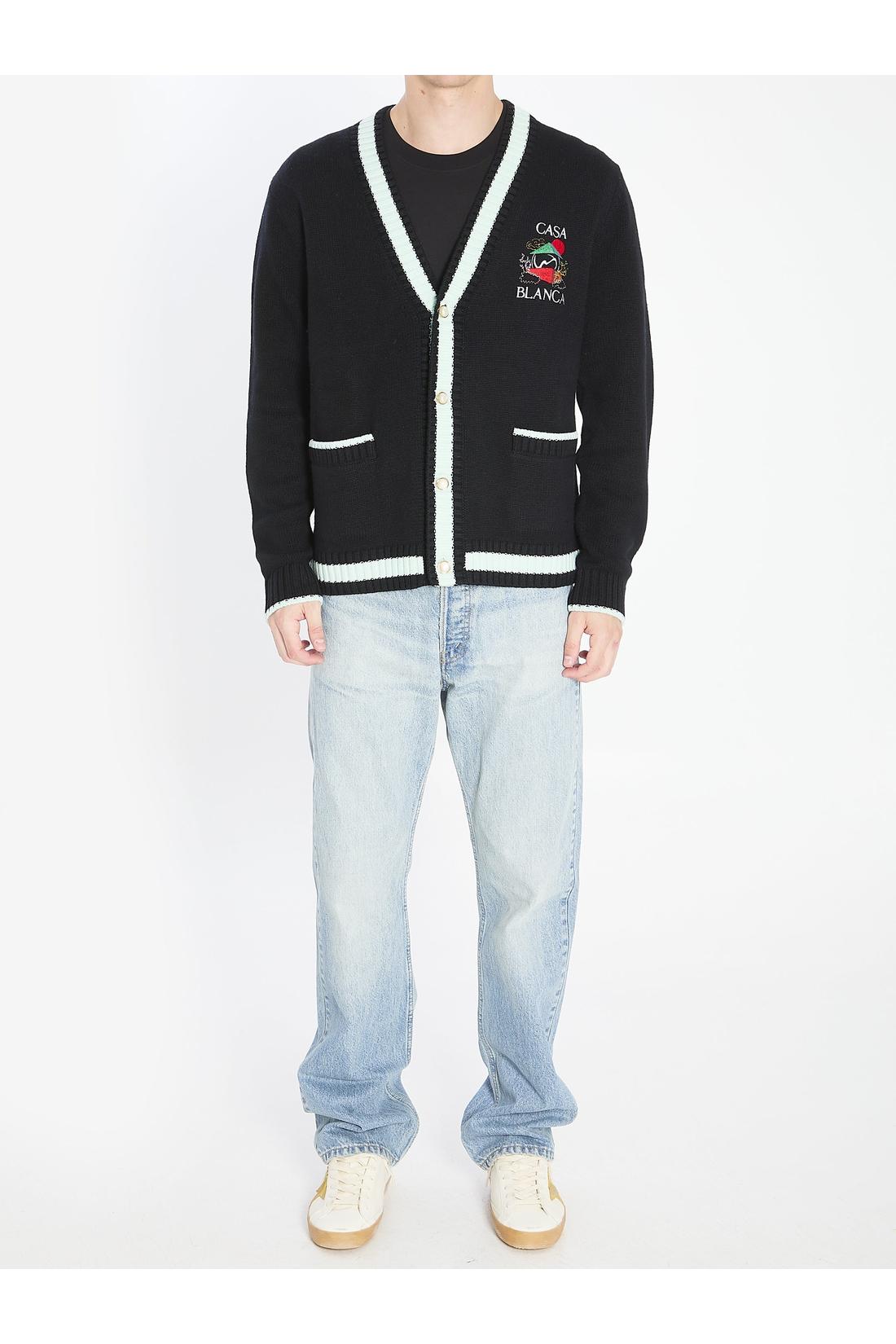 Casablanca-OUTLET-SALE-Cardigan with Stacked Casa Mountain Temple design-ARCHIVIST