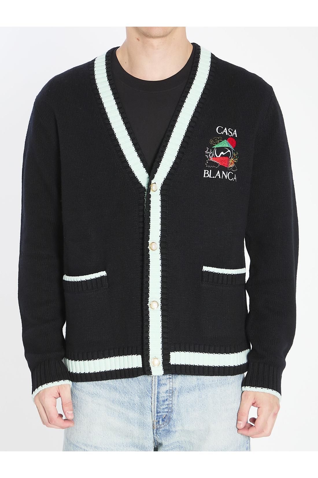 Casablanca-OUTLET-SALE-Cardigan with Stacked Casa Mountain Temple design-ARCHIVIST