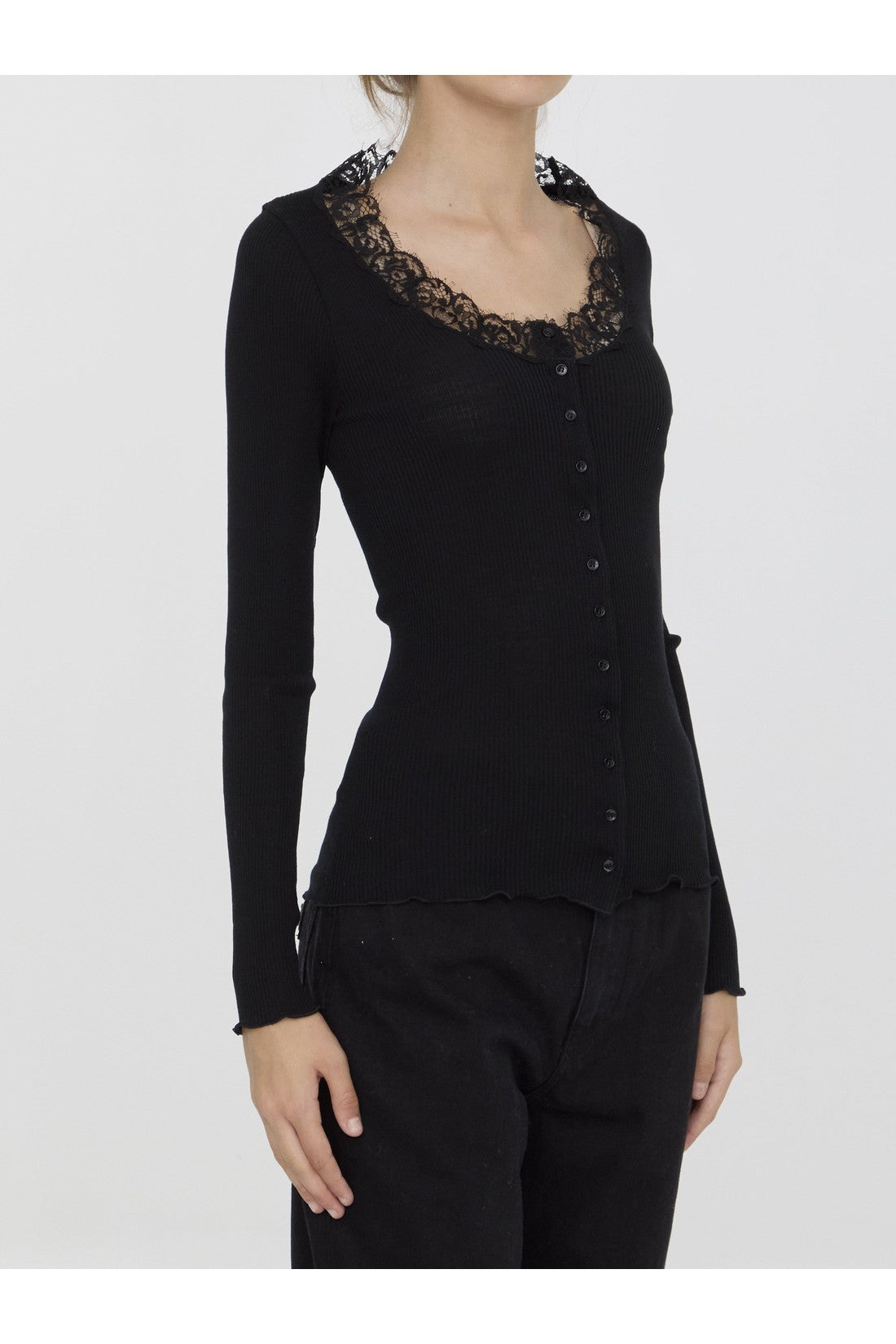 SAINT LAURENT-OUTLET-SALE-Cardigan with lace-ARCHIVIST