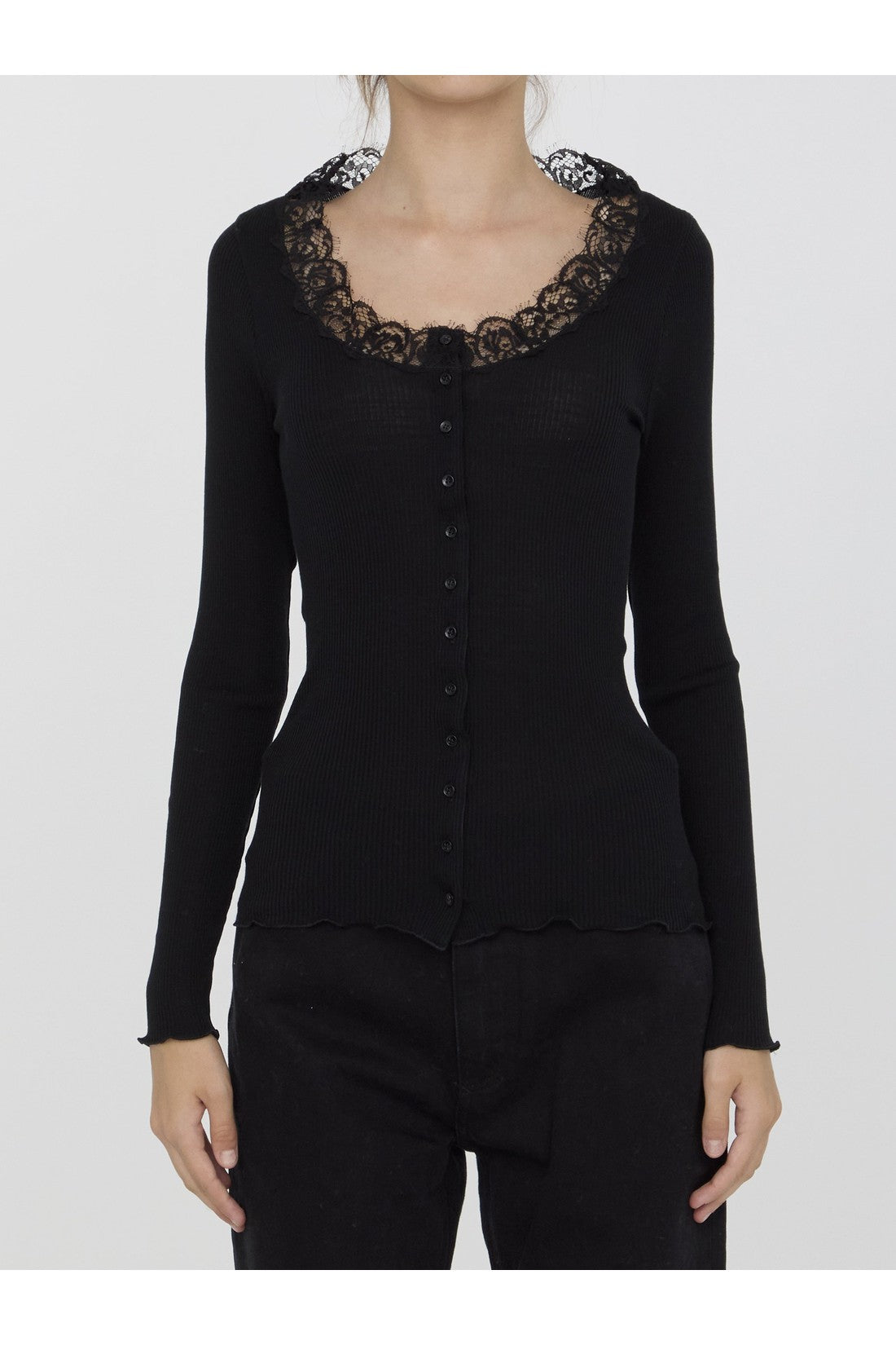 SAINT LAURENT-OUTLET-SALE-Cardigan with lace-ARCHIVIST