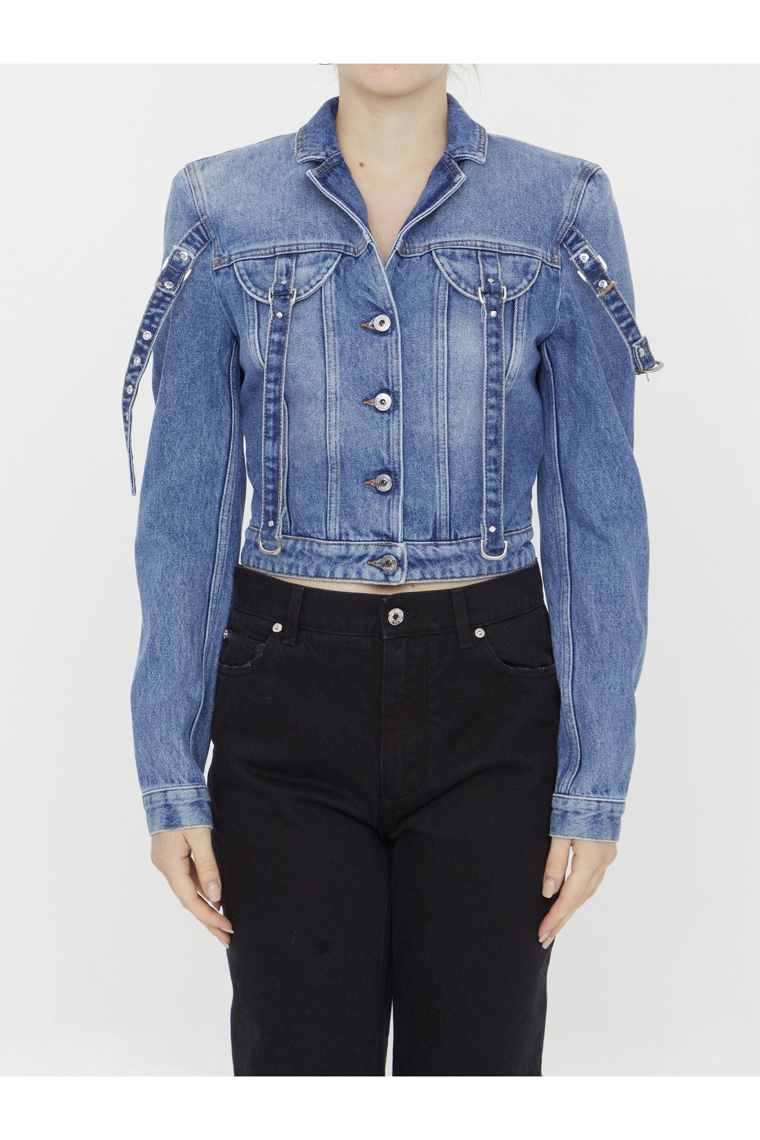 OFF WHITE-OUTLET-SALE-Cargo crop denim jacket-ARCHIVIST