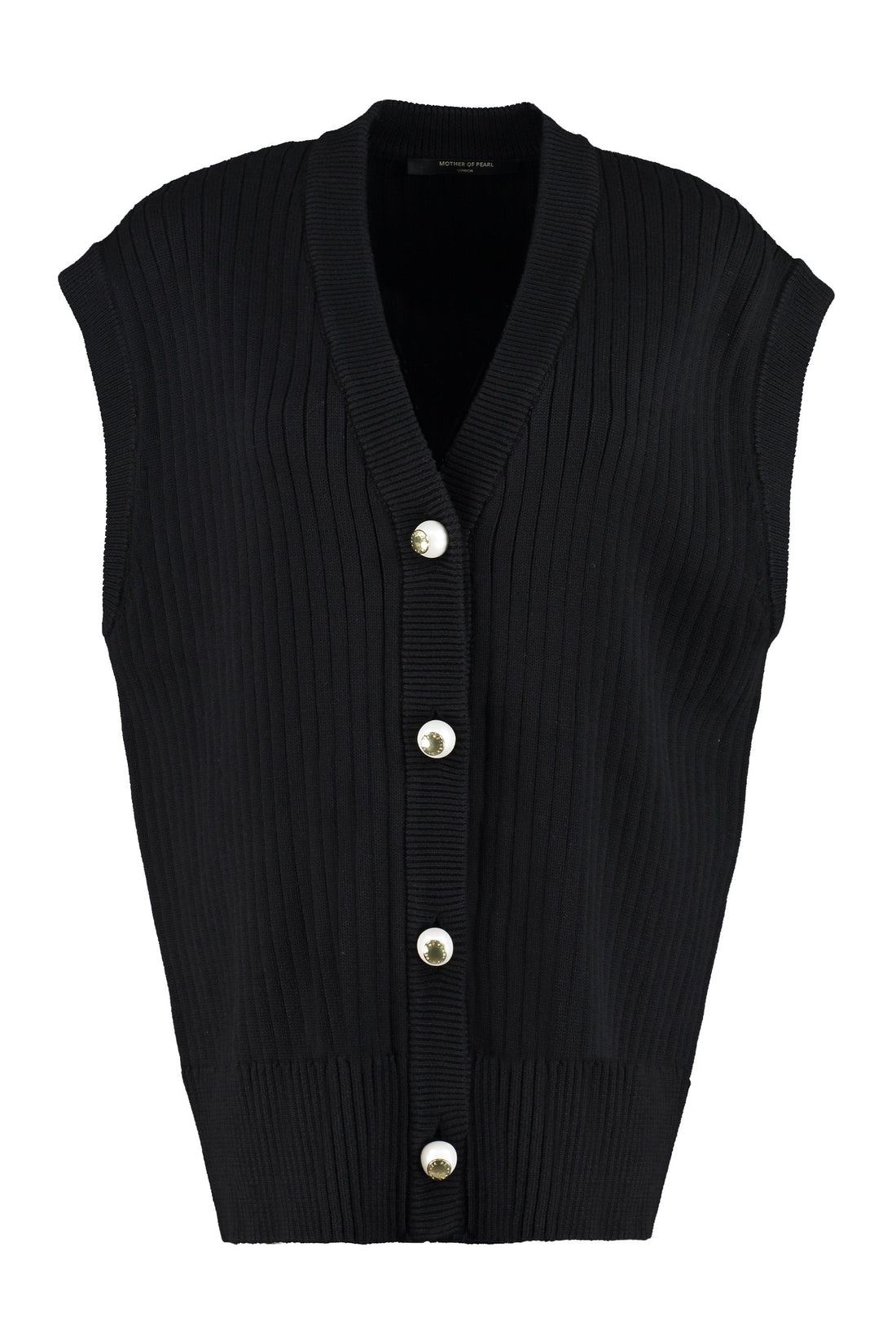 MOTHER OF PEARL-OUTLET-SALE-Casey ribbed sleeveless cardigan-ARCHIVIST
