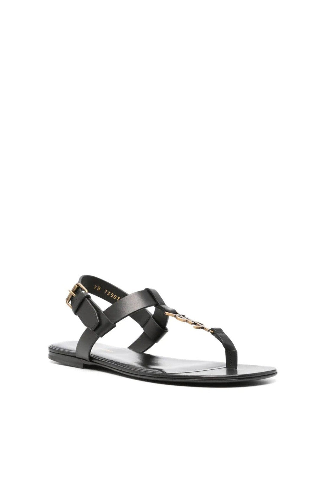 Saint Laurent-OUTLET-SALE-Cassandra YSL Logo Plaque Sandals-ARCHIVIST