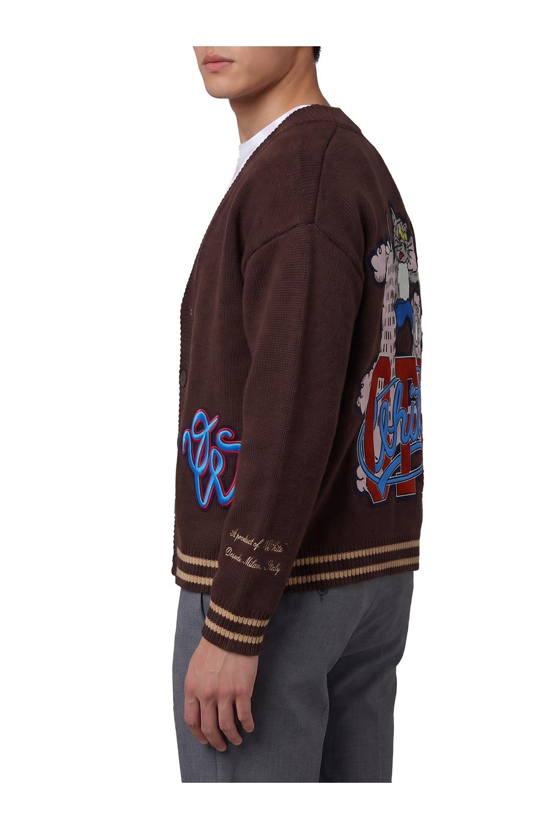 Off White-OUTLET-SALE-Cat Off Varsity knit cardigan-ARCHIVIST