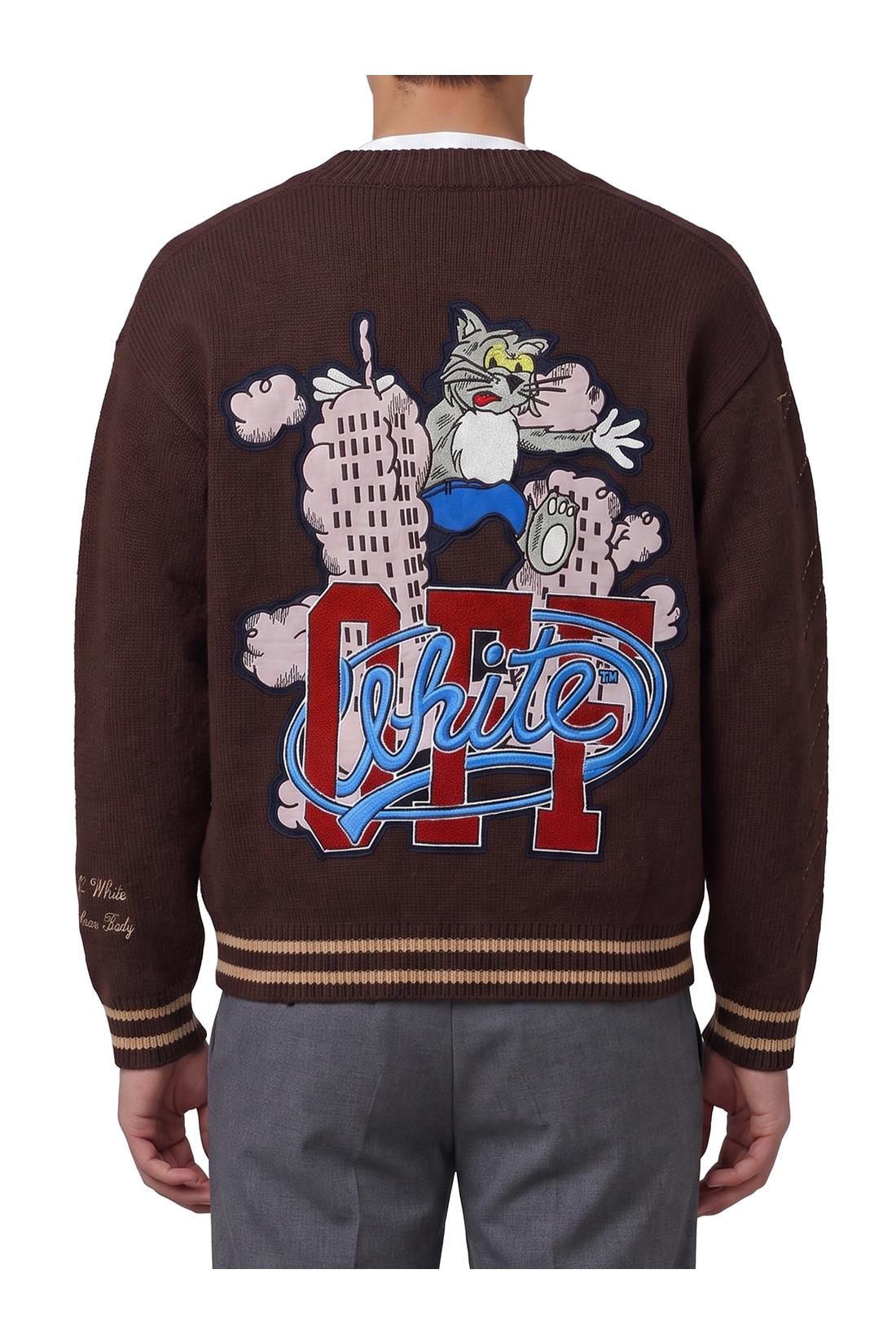 Off White-OUTLET-SALE-Cat Off Varsity knit cardigan-ARCHIVIST