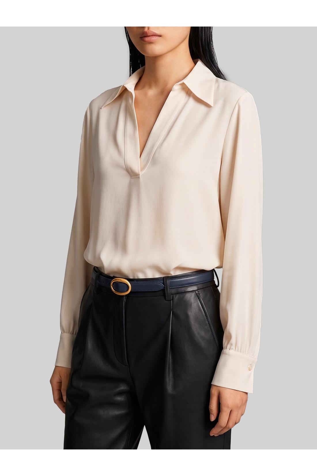 Sutton new york-OUTLET-SALE-Champagne double georgette blouse-ARCHIVIST