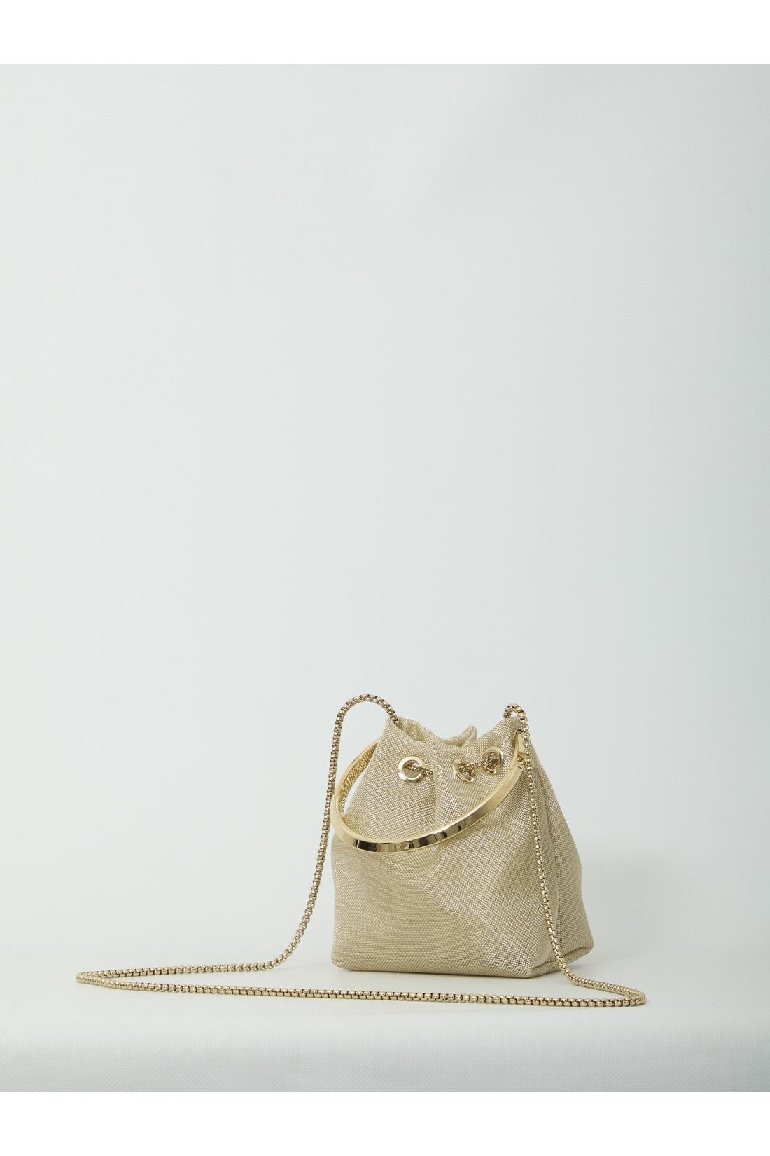 Jimmy Choo-OUTLET-SALE-Champagne mesh Bon Bon bag-ARCHIVIST