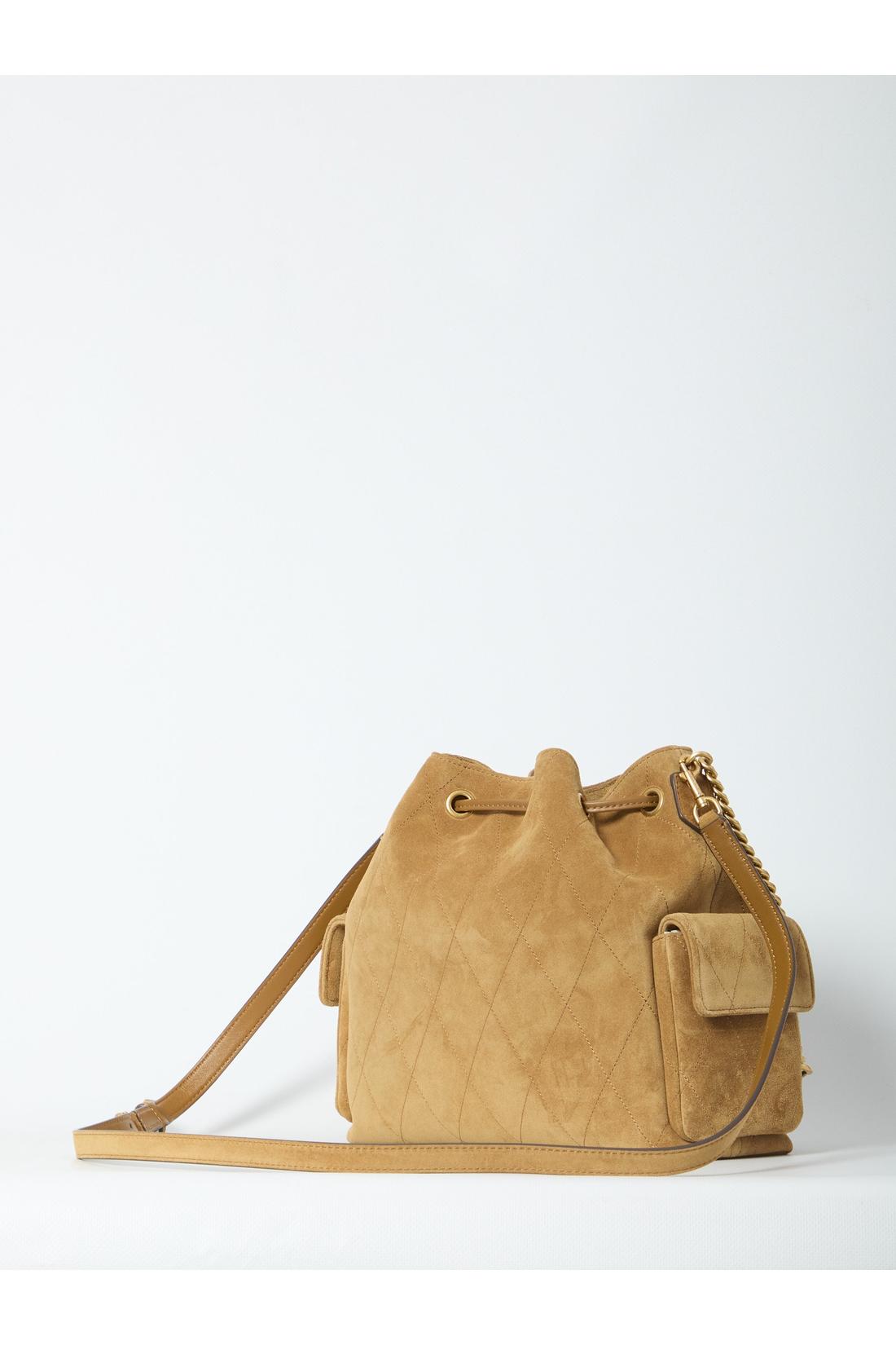 Tory Burch-OUTLET-SALE-Charlie quilted suede drawstring bag-ARCHIVIST