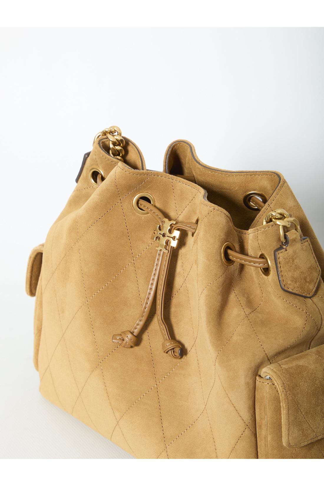 Tory Burch-OUTLET-SALE-Charlie quilted suede drawstring bag-ARCHIVIST