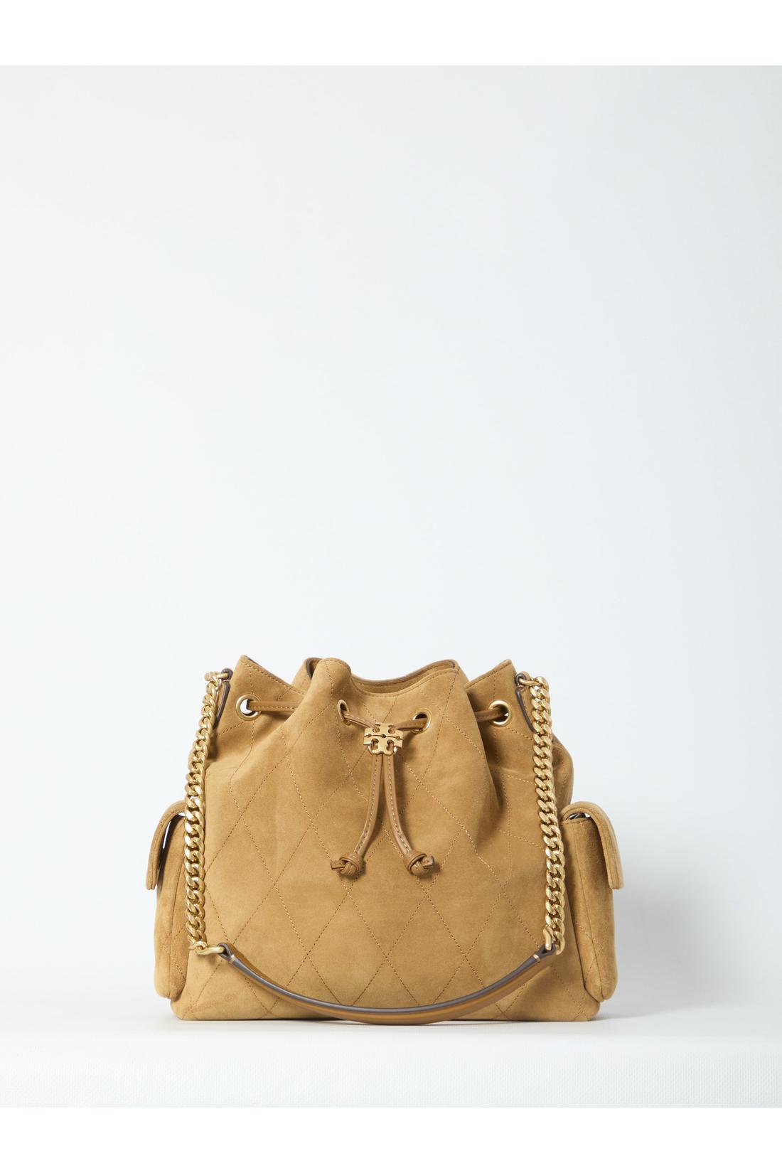 Tory Burch-OUTLET-SALE-Charlie quilted suede drawstring bag-ARCHIVIST