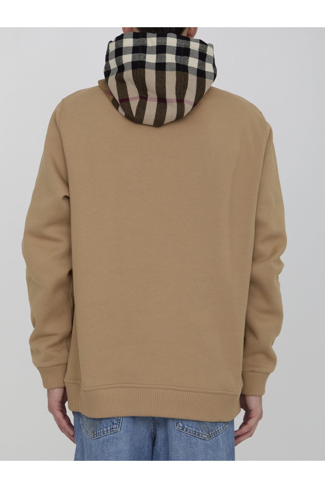 BURBERRY-OUTLET-SALE-Check cotton blend hoodie-ARCHIVIST