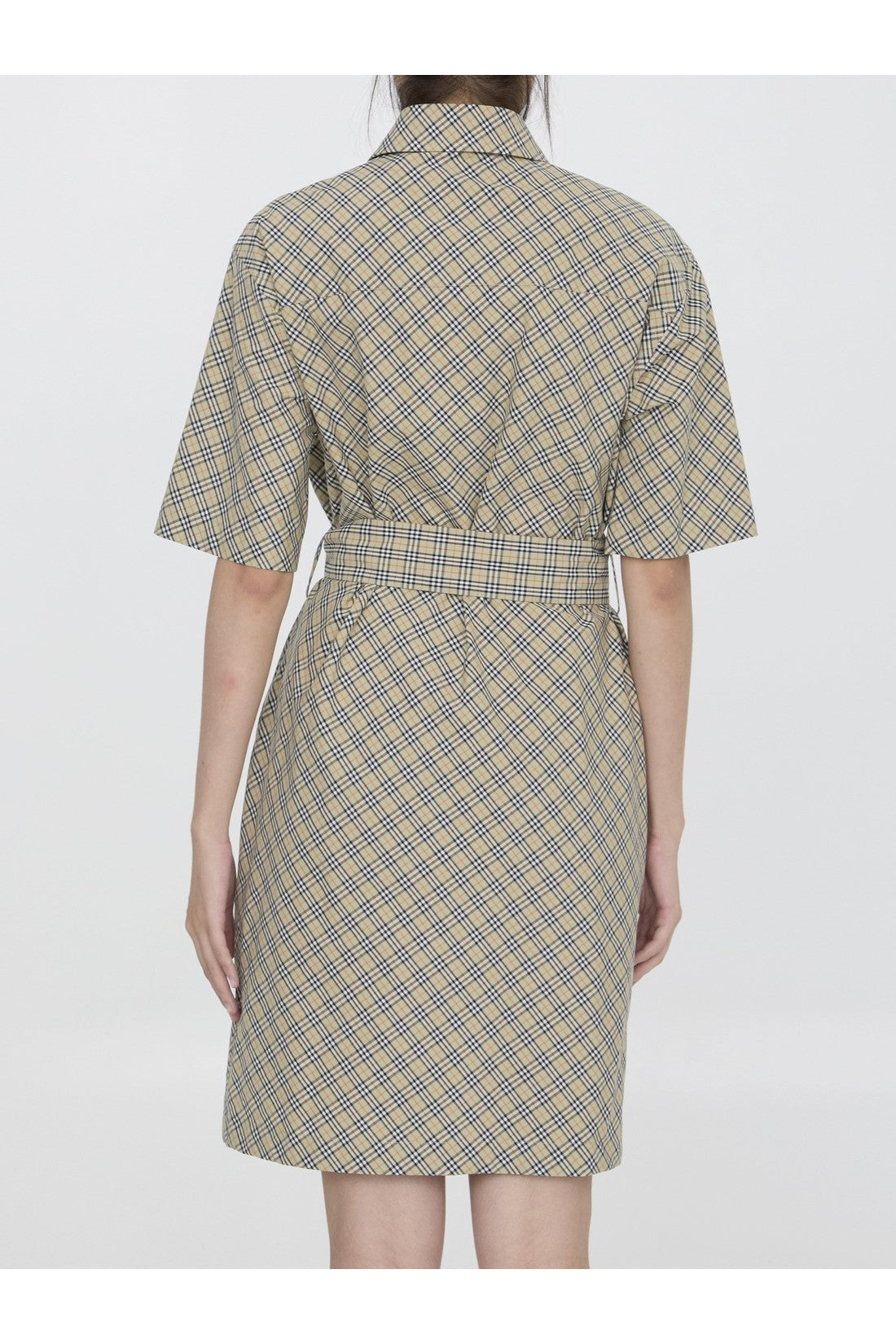 BURBERRY-OUTLET-SALE-Check cotton shirt dress-ARCHIVIST