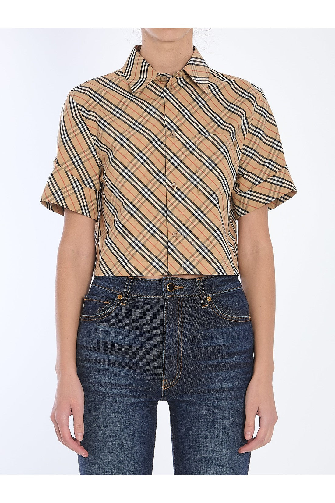 Burberry-OUTLET-SALE-Check cropped shirt-ARCHIVIST