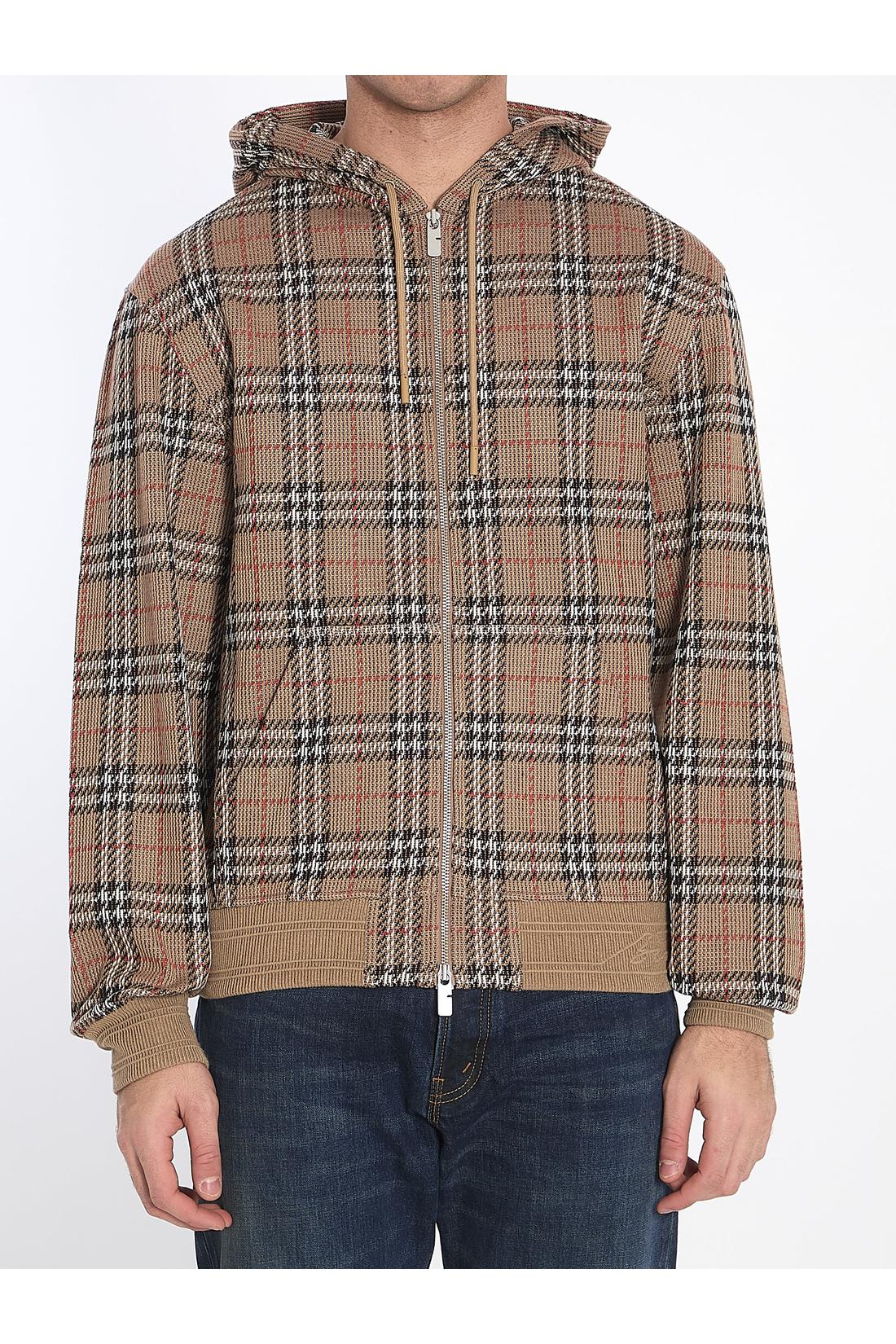 Burberry-OUTLET-SALE-Check jacquard hoodie-ARCHIVIST