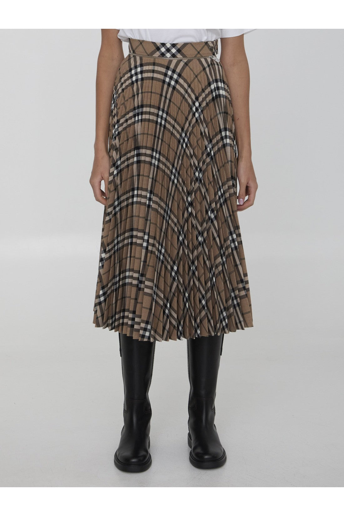 BURBERRY-OUTLET-SALE-Check pleated skirt-ARCHIVIST