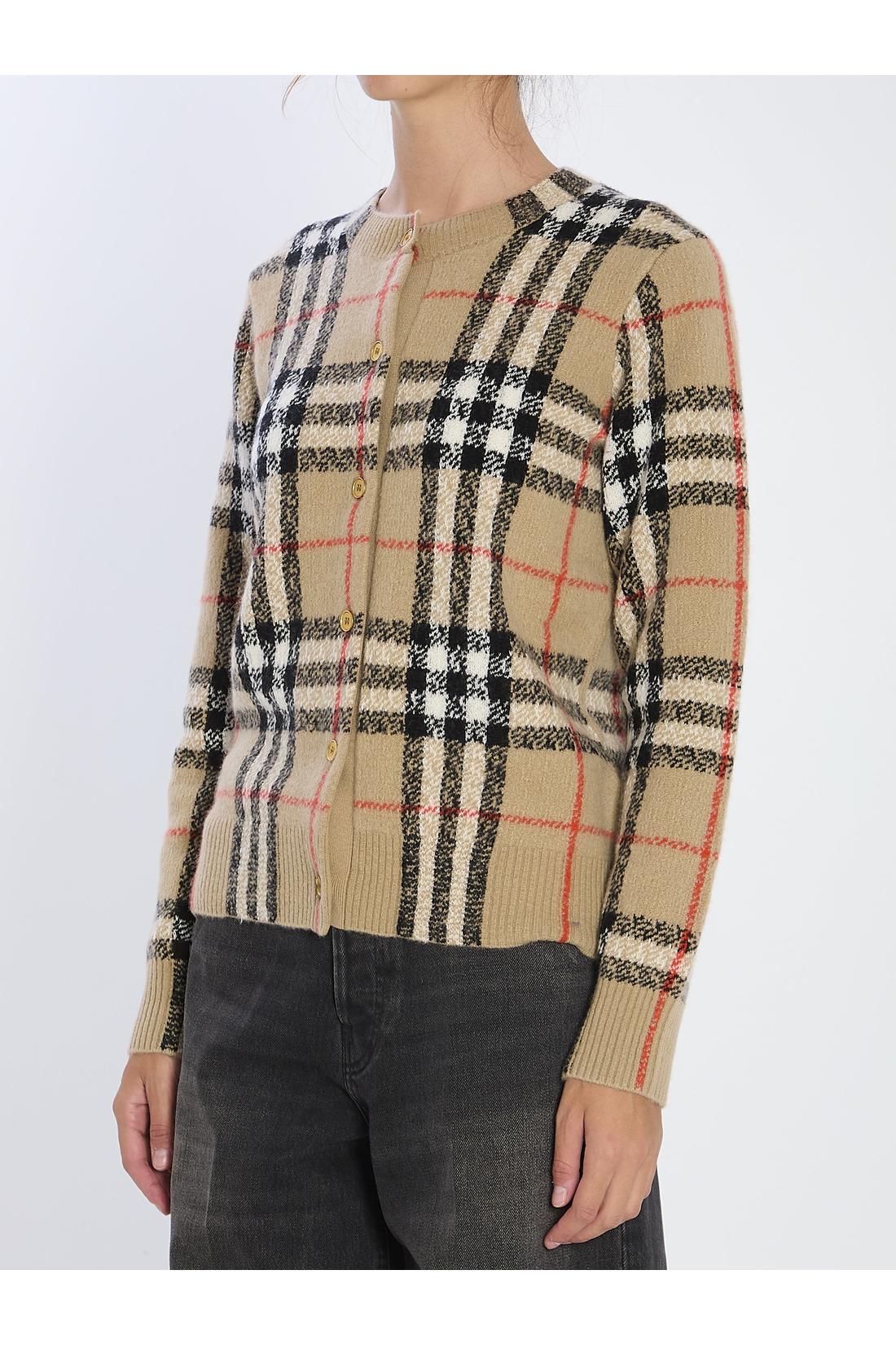 Burberry-OUTLET-SALE-Check wool and cashmere cardigan-ARCHIVIST
