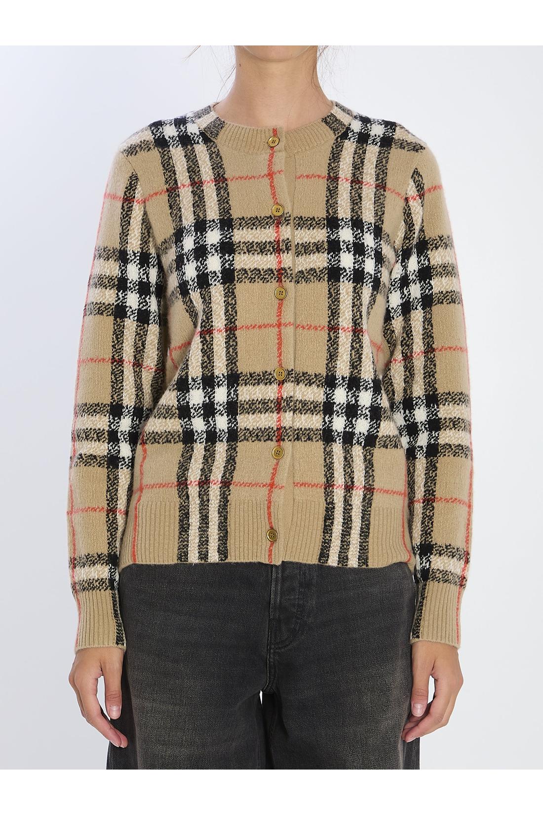 Burberry-OUTLET-SALE-Check wool and cashmere cardigan-ARCHIVIST