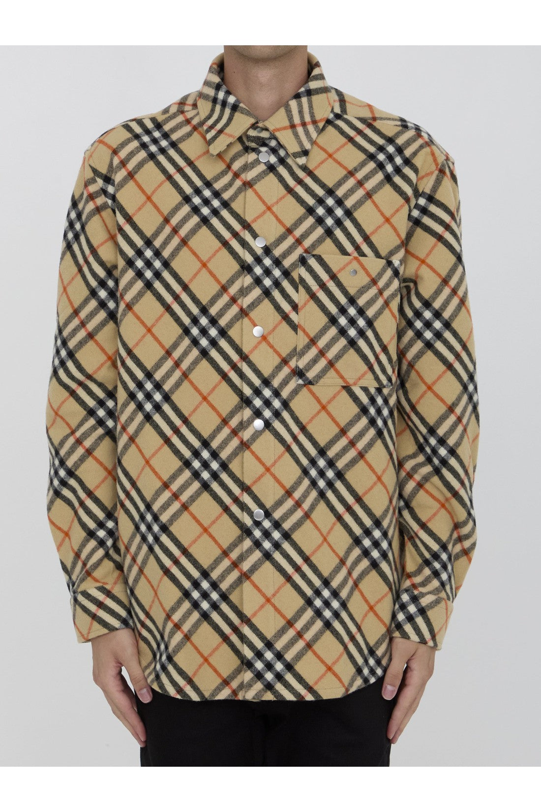 BURBERRY-OUTLET-SALE-Check wool shirt-ARCHIVIST