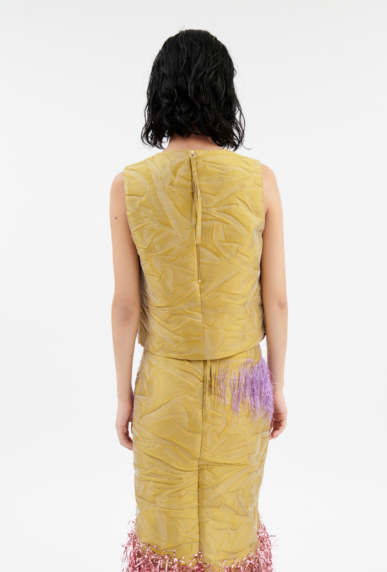 Odeeh-Cheerleader Jacquard Top, Citrine-Shirts-Black-Deal-Outlet-by-ARCHIVIST