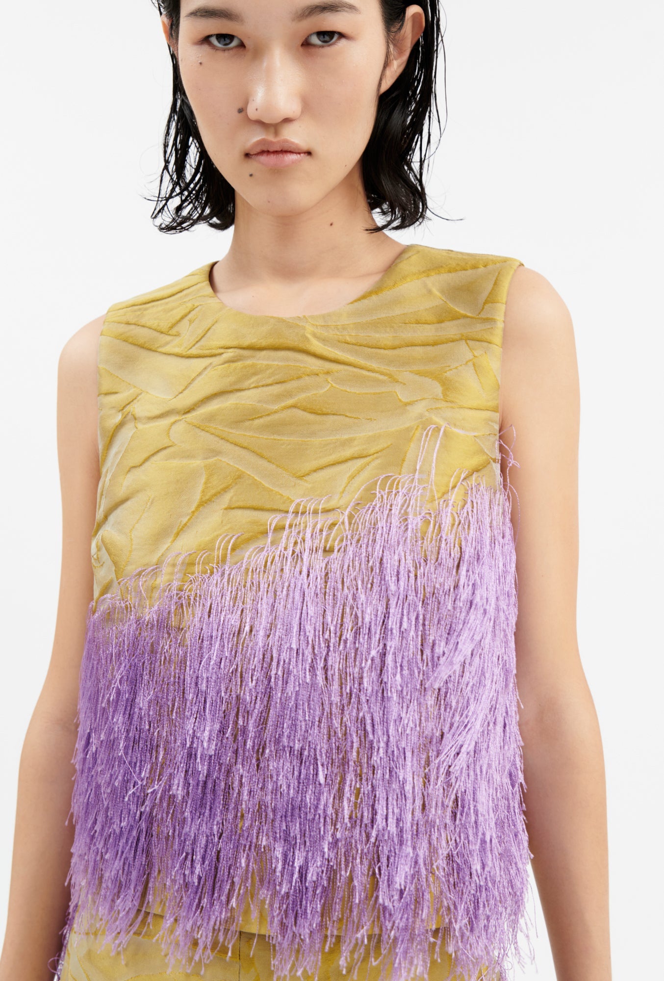 Odeeh-Cheerleader Jacquard Top, Citrine-Shirts-Black-Deal-Outlet-by-ARCHIVIST