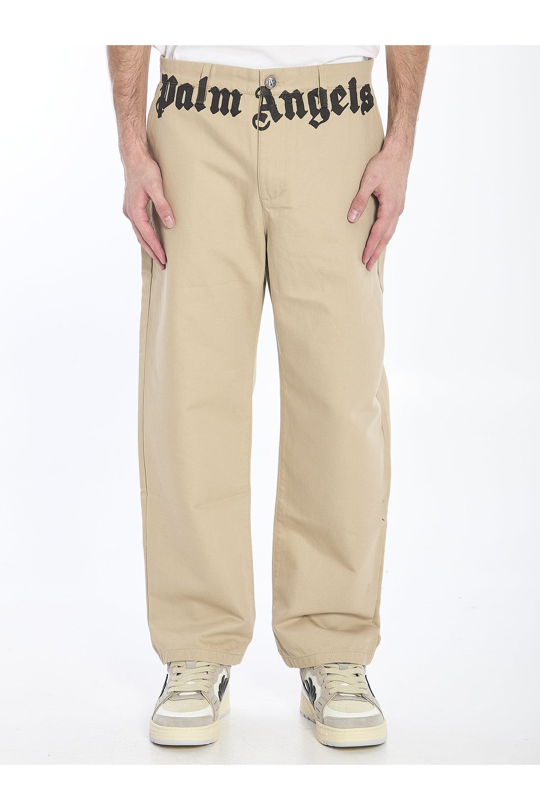 PALM ANGELS-OUTLET-SALE-Chino pants with logo-ARCHIVIST