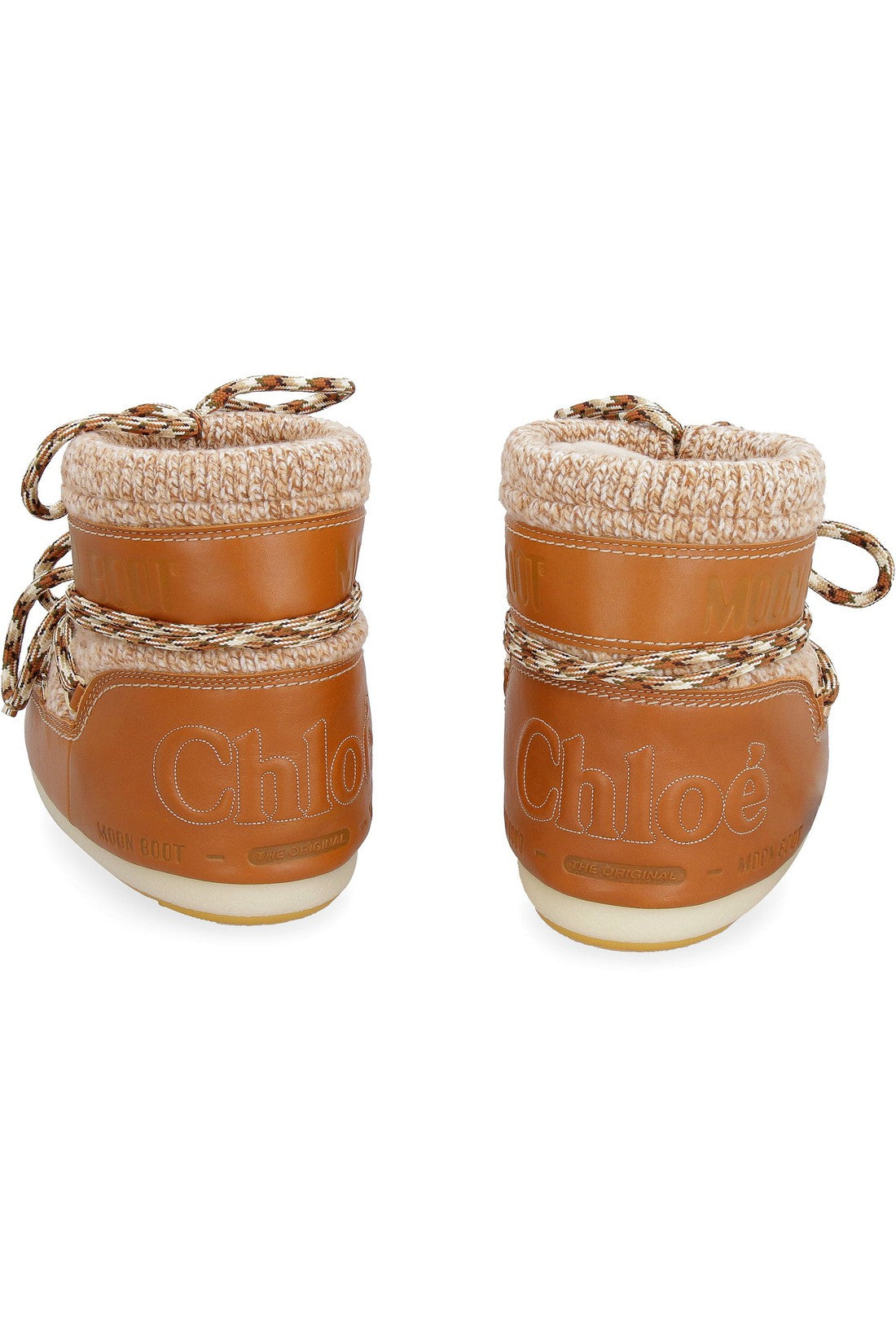 Chloé-OUTLET-SALE-Chloé x Moon Boot - Leather and knit Moon Boots-ARCHIVIST