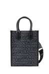 DOLCE & GABBANA-OUTLET-SALE-Coated canvas and leather handbag with all-over logo-ARCHIVIST