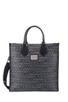 DOLCE & GABBANA-OUTLET-SALE-Coated canvas and leather handbag with all-over logo-ARCHIVIST