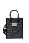 DOLCE & GABBANA-OUTLET-SALE-Coated canvas and leather handbag with all-over logo-ARCHIVIST