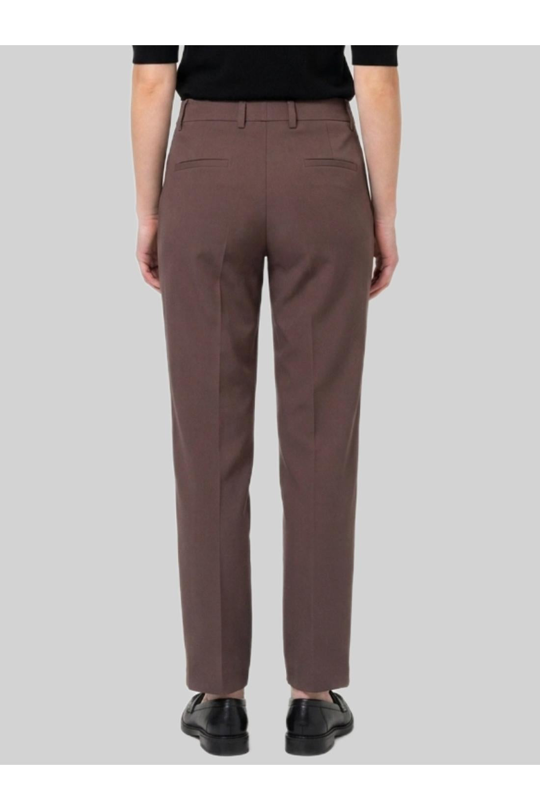Sutton new york-OUTLET-SALE-Coffee stretch canvas trousers-ARCHIVIST