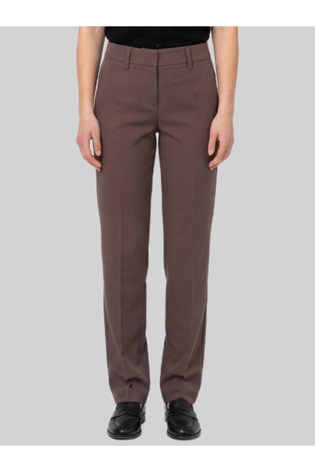 Sutton new york-OUTLET-SALE-Coffee stretch canvas trousers-ARCHIVIST