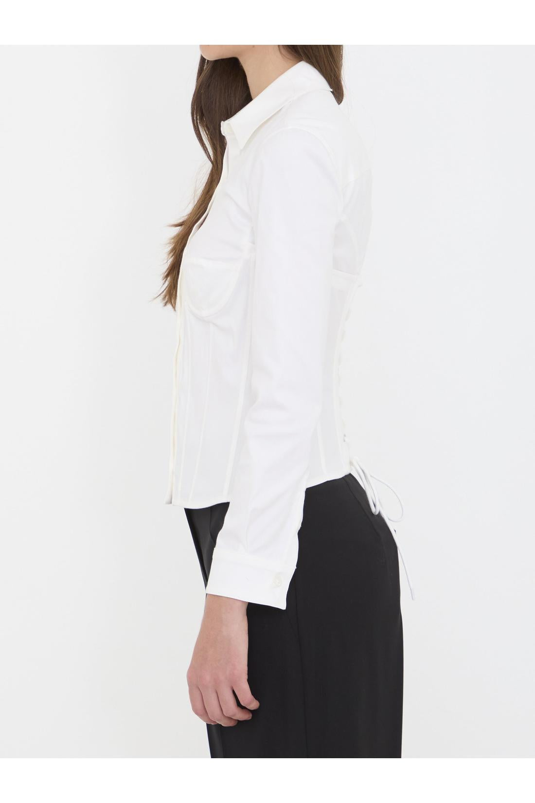 Balenciaga-OUTLET-SALE-Corsedet shirt in stretch poplin-ARCHIVIST