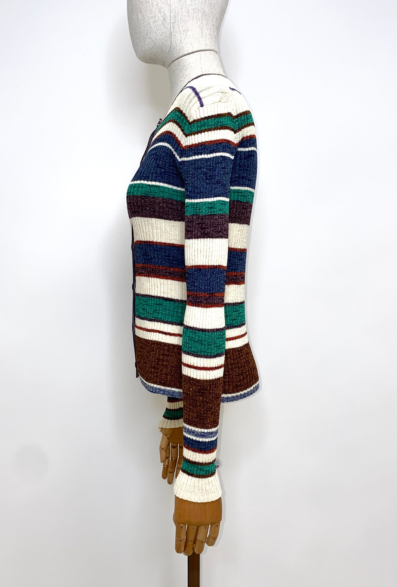 Odeeh-Cotton Linen Crepe Cardigan, Heather Blue-Strick & Pullover-Black-Deal-Outlet-by-ARCHIVIST